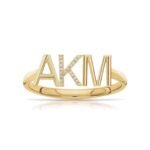 925 Silver Diamond Bold Mixed Initials Ring